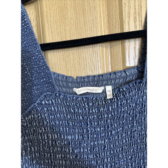 Soft Surroundings Chambray Smocked Tiered Maxi Dress Women’s Petite XL Blue - Picture 6 of 11